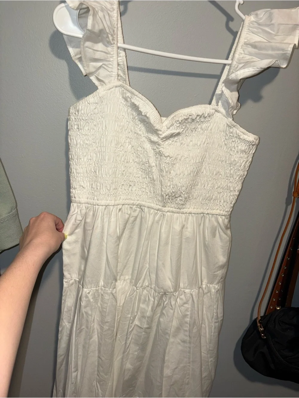 Abercrombie & Fitch White Smocked Strap Sundress